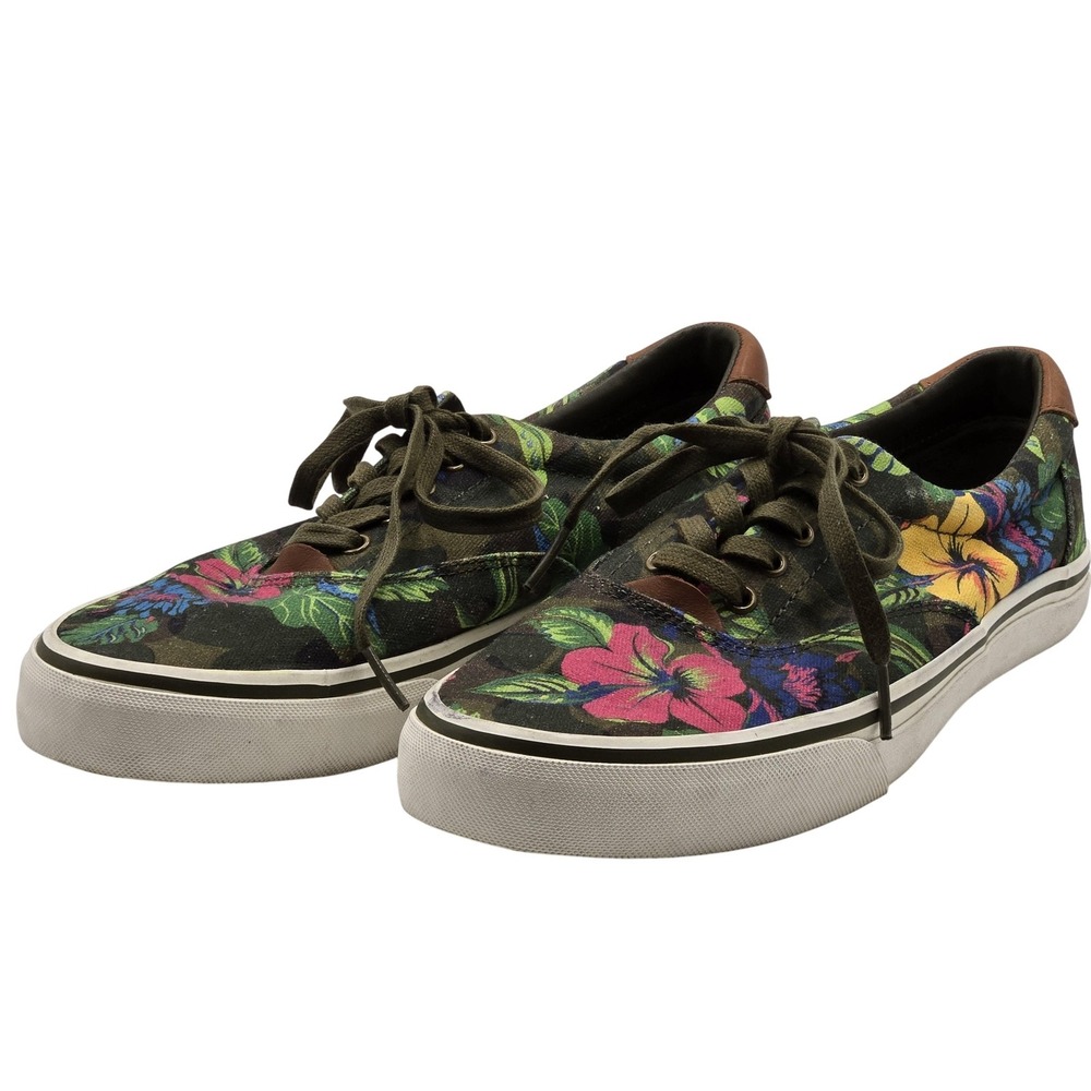 Polo Ralph Lauren‎ Thorton III Shoes Mens Size 8.5 Floral Camo Canvas Lace Up